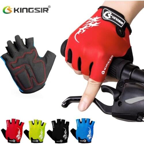 KINGSIR Summer Breathable Mountain Bike Gloves Shockproof Anti-slip Cycling Gloves Mtb Gloves Mens Sport Gloves Bicycle Gloves