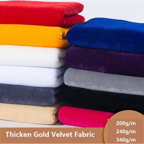 165 X100cm Thicken Gold Velvet Tablecloth Flannel Fabric Pure Black Red Curtains Display Cloth Home DIY Clothing Sewing Fabric