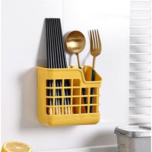 Tableware Storage Holder Hanging Spoon Draining Rack 2 Cells Fork Cutter Rest Stand with Drainage Holes for Kitchen Organization