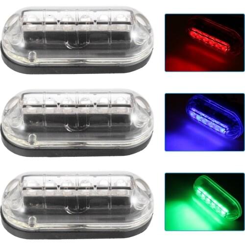 6 LED Underwater Fishing Light 12V 3W Boat Night Light Water Landscape Lighting for Marine Boat Yacht Red/Blue/Green Light Color