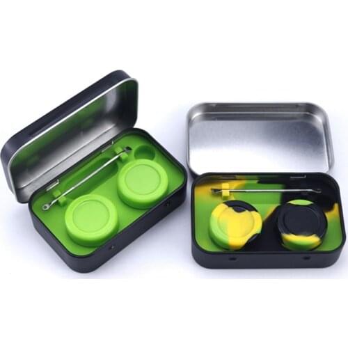 Portable Silicone Wax Tin Silicone Jars Dab Mini Round Container For Wax Jars Dab Wax Container With Case Color Random