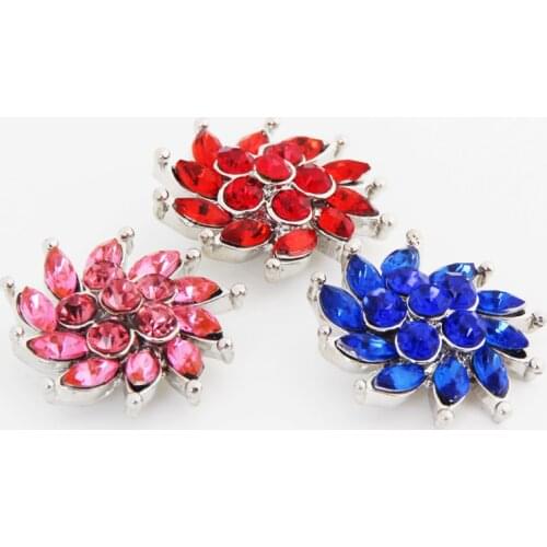 Hot KZ1195 Elegant whirling Rhinestone Flowers 18mm snap buttons fit DIY beauty snaps bracelets necklaces jewelry wholesale
