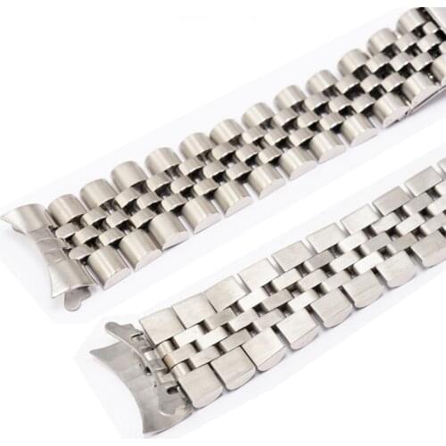 13mm 19mm 20mm 21mm 316L Steel Solid Cruved End Screw Links Replacement Wrist Watch Band Bracelet For Rolex President