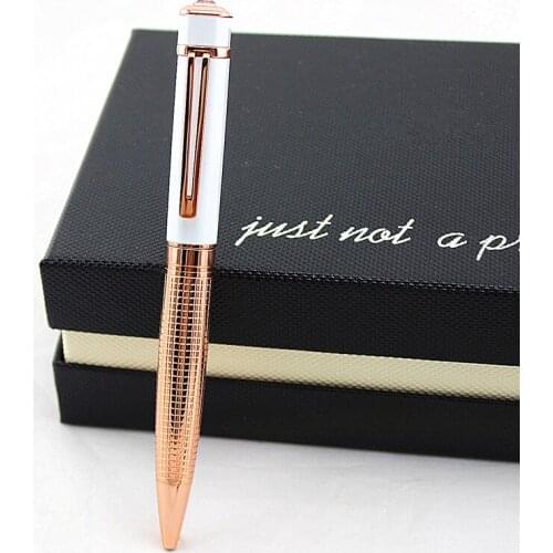 Luxury diamond Metal Ball Pen 0.7mm Medium Refill Gold & Silver Clip School Office Business Ballpoint Pens Writing Stationery
