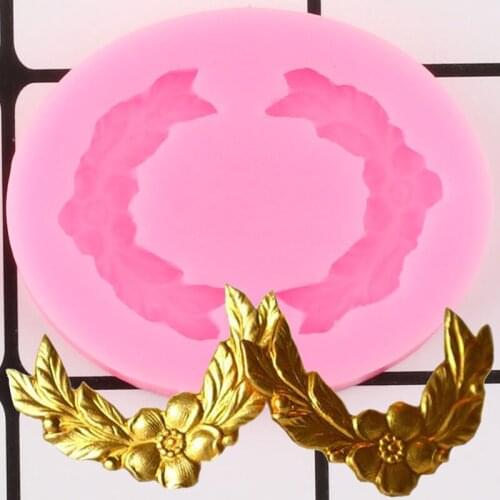 Wreath Cake Border Silicone Mold Cake Decorating Tools Cupcake Topper Fondant Mould DIY Candy Clay Chocolate Gumpaste Molds
