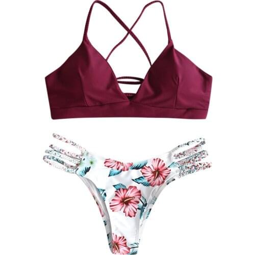 Sexy Women Bikini Set Floral Print Swimwear Mini Bathing Suit Summer Beach Swimsuit Beachwear for Women Bikini 2019 l0603