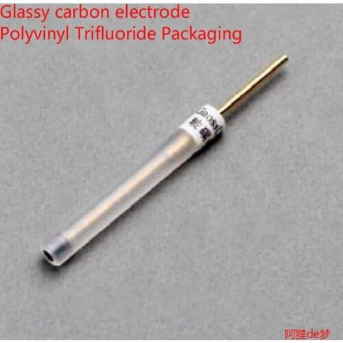 Glassy carbon electrode. Glassy carbon imported from USA, encapsulated in polyvinyl trifluoride. 1mm-6mm