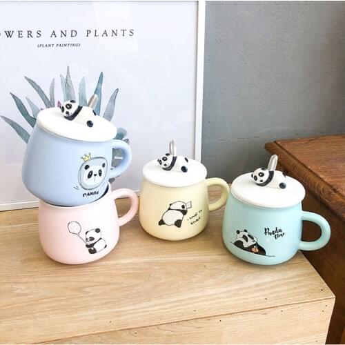 Three-dimensional Cartoon Panda Coloured Glaze Ceramic Cup Cute Cup Men and Women Students Ins Artistic Hipster Mug