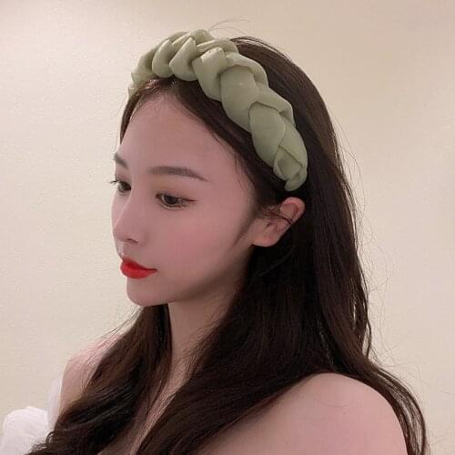 U-Magical Korean Wide Solid Color Side Twist Lace Hair Band for Women Temperament Fairy Weave Hair Accessories Party Jewelry