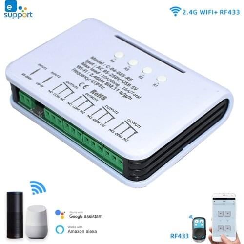 EWeLink Smart Wifi Switch Module Home Appliances Light Control For Alexa 4CH AC/DC 7-32V 85-250V RF Receiver Relay Timer