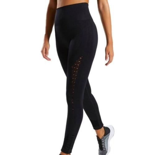 Women Yoga Pants In Fashion High Waist Seamless Hollow Hole Yoga Fitness Casual Running Tight Hip Pantsve