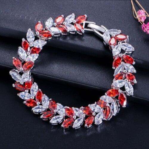 Brand Luxury 5 Colors AAA Cubic Zirconia Leaf Design Charm Jewelry Bracelets for Woman Elegance Wedding Party Bracelet Best Gift