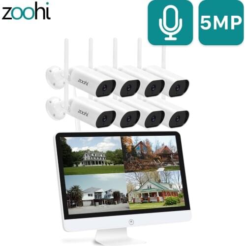 Zoohi 1920P Sound Record Wifi Camera 15-Inch Monitor NVR Kit Wireless Surveillance Video System Home Outdoor Security Camera Set