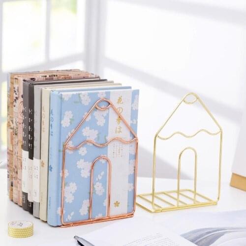 1 Pair of Big Pen Wrought Iron Bookends Desktop Book Holder Shelf Storage Rack