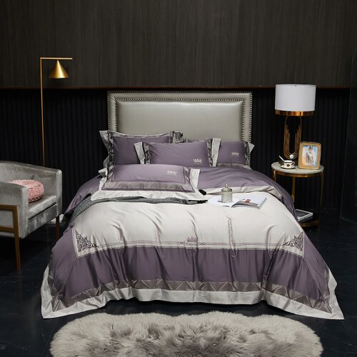 1000TC cotton Bedding sets Queen King size embroidery Duvet cover Bed sheets/Elastic band fitted sheet linen set bed set