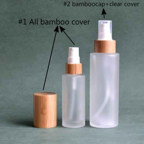 150ml Glass Mist Spray Bottle Lotions Serum Pump Dispenser Container Cosmetics Bottles 5 oz glass lotion pump with Bamboo cover