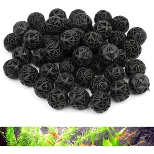 20/50/100pcs Aquarium Pond Reef Bio Black D16mm Balls Fish Tank Air Pump Canister Biochemical Cotton Filter Sponge Media FA005