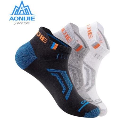 AONIJI Outdoor Sports Running Athletic Performance Tab Training Cushion Low Show Compression Socks Walking 3 Pairs