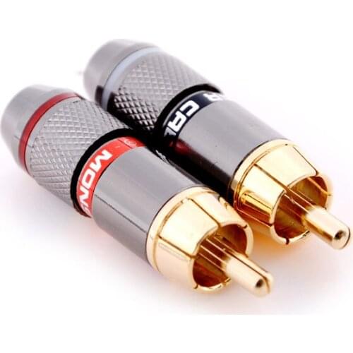 4pcs/lot High quality gold plating RCA connector RCA male plug support 6mm cable wholesale