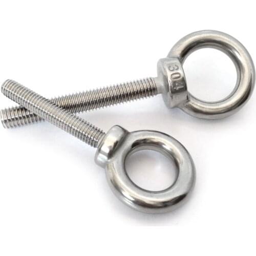 5PCS/LOT M8*16/20/25/30/35/40/50MM 304 Stainless Steel Lifting Eye Bolts Ring Screw Loop Hole for Cable Rope Lifting