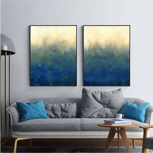 Abstract Watercolor Blue Sky Raindrop Landscape Canvas Painting Nordic Style Poster Modern Wall Art Picture For Home Decoration