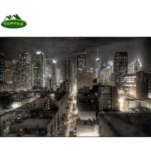 5D DIY Diamond Painting by Number Dark New York City Buildings Skyline Night View Diamond Embroidery Diamond Mosaic Home Decor