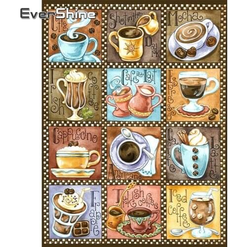EverShine Diamond Embroidery Landscape Hot Sale Full Drill Square Diamond Painting Coffee Needlework Mosaic Cup Decor For Home