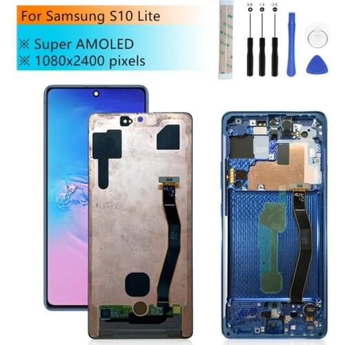 AMOLED For Samsung S10 lite LCD SM-G770F/DS SM-G770F LCD Display Touch Screen Digitizer Assembly Wtih Frame Replacment Parts
