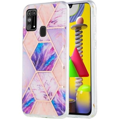Electroplated Marble Phone Case for Galaxy S21 Ultra S20 FE Plus A42 5G A51 A71 A31 A50 A11 A21S Luxury Geometric Soft IMD Cover