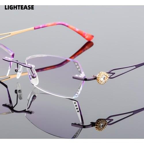 Pure Titanium Frame Glasses Women Diamond Cut High-elastic Gradient Ramp Tinted Lenses Ladies Prescription Glasses Photochromic