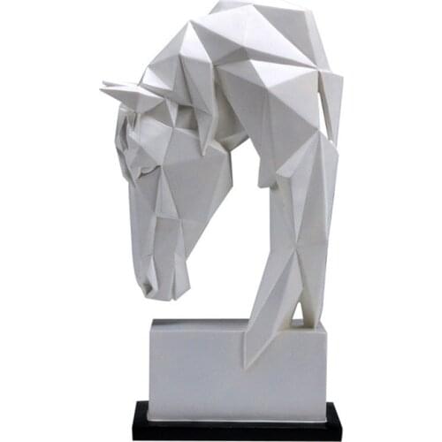 Horse Head Ornaments Animal Resin Home Decoration Nordic Geometric Origami Crafts Furnishings Living Room Desk Decor Statuette