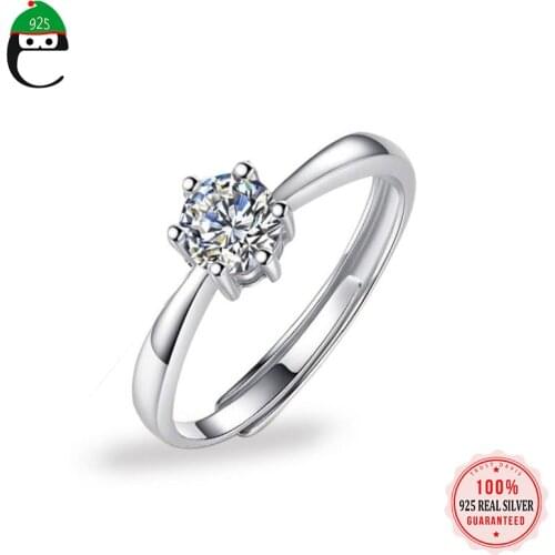 ElfoPlataSi Real 925 Sterling Silver Fashion Dazzling CZ Cocktail Opening Ring For Women Wedding Wholesale Jewelry Gift DD1099