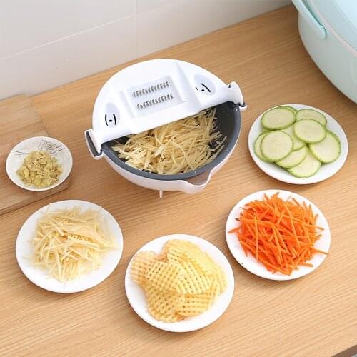 Vegetable Tools Potato Tomato Shredder Shred and Slice Machine Manual Vegetable Cutter Drainage Basket Ginger Garlic Grater
