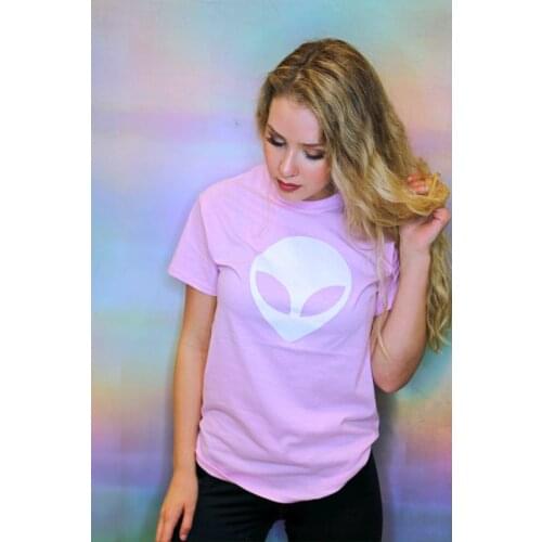 Alien T Shirt Womens Alien Tee Alien Head pink t Shirt moletom do tumblr casual tops t shirt fashion women girls t shirt tops