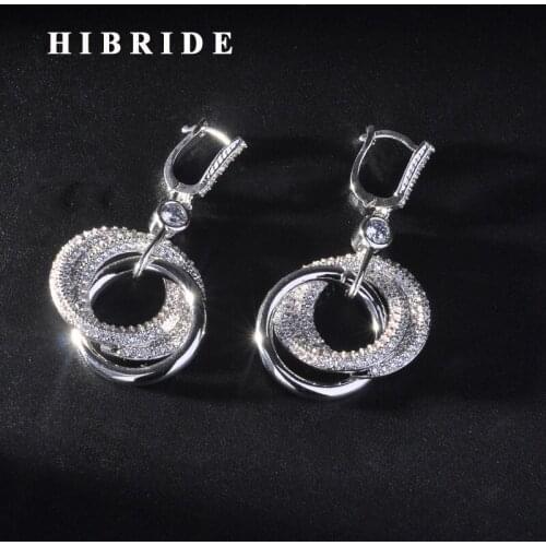 HIBRIDE Fashion Design Brilliant Unique Women Bridal Dangle Drop Earrings Accessories Brincos Jewelry Party Gifts E-935