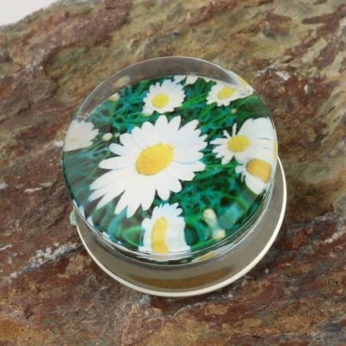 JUNLOWPY Piercing Ear Gauges Flesh Tunnels and Plugs Acrylic Saddle Stretchers Size 0g Wholesales 6-16mm Chrysanthemum