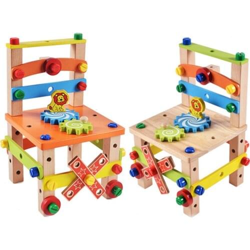 Assembly Screw Chair Kit Children Model Chair Home School Educational Block Kid Toys Variety Nut Combination Chair Tool For Boys