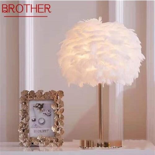 BROTHER Creative Table Lamps Feather Desk Light Contemporary for Living Room Bed Room Decoration
