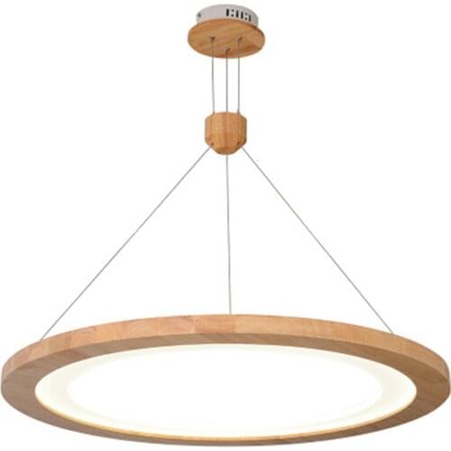 Japanese Style Dining Room Circle Led Pendant Lamp Creative Solid Wood Round Ring Design Bedroom Restaurant Light Fixtures