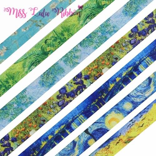 16mm-75mm Flower Printed FOE Grosgrain Ribbon DIY Hair Bowknots 50yards/roll