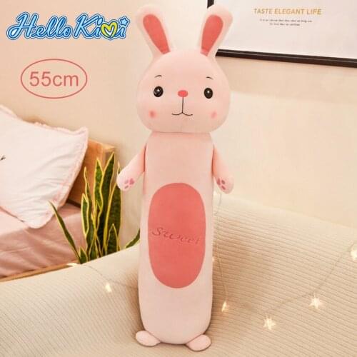 HelloKimi 55cm 70cm Stuffed Dolls Long Plush Doll Cartoon Animal Lion Rabbit Stuffed Toys Sleeping Cushion Long Pillow