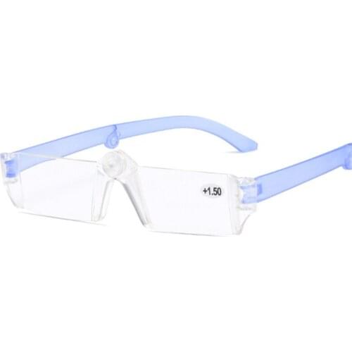 New Rotating Folding Reading Glasses Women Portable Small SquareTransparent Frame Men Presbyopia Eyeglasses +1.0 To +3.5