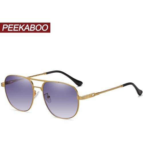 Peekaboo metal sunglasses women square uv400 double bridge driving big frame glasses for men high quality summer style 2021