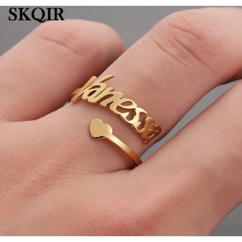 Personalized Stainless Steel Name Ring Custom Letter Name Finger Heart Rings Women Family Jewelry Accessories Gift Dropshipping