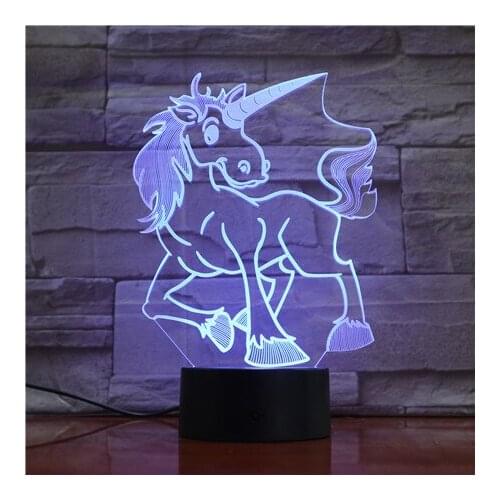 Gift Night Light 3D LED Lamp Cute Unicorn Figure Kids Nightlight Holiday Birthday Party Decor Bluetooth Speaker Color Control
