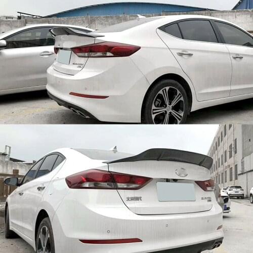 Suitable For Modern Elantra Spoiler True Gloss Carbon Fiber Rear Moving Parts Body Kit Trunk Decoration Modification 2016-20