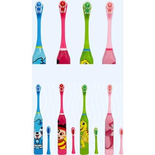 Lovely Children Electric Toothbrush Cartoon Pattern Double-sided Tooth Brush Heads Electric Teeth Brush For Kids with 1 pcs Head