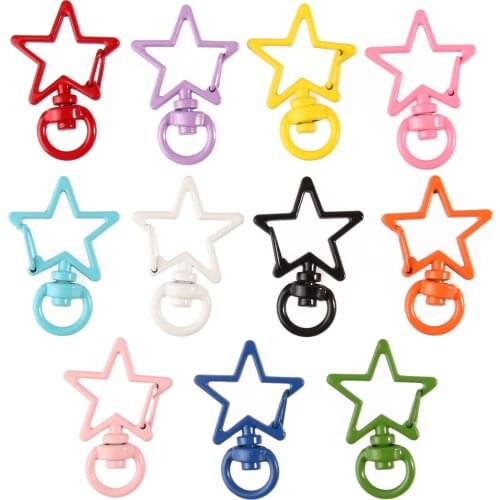 Multicolor Metal Key Chain Buckle Star Shape Split Key Ring Swivel Lobster Clasp Connector for Bag Belt Dog Mask Chains 5pcs/lot