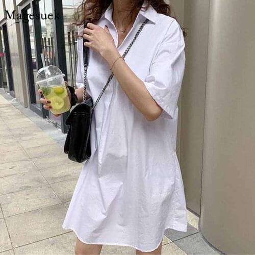 Casual White Ladies Long Shirts Plus Size Summer Women Blouse Women 2020 New Loose Tops Cotton Korean Chic Clothes Blusas 12497