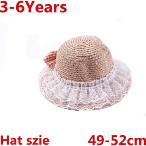 Kapelusz Parent-child Girl Cute Bow Sun Hats Womens Straw Beach Hat with Wide Brim Ladies Shade Hat Summer Sun Protection Hat